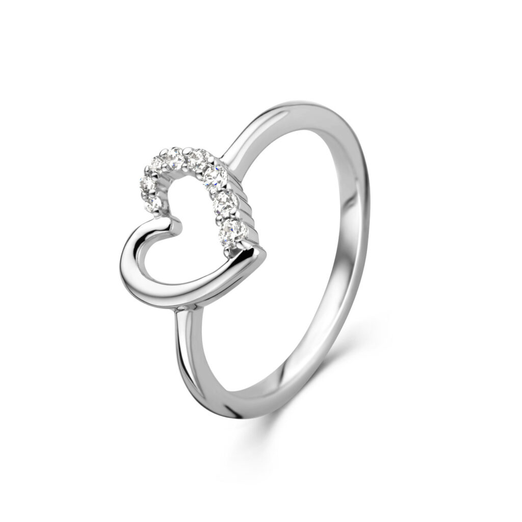 Aimee 925 sterling silver ring with heart and zirconia 1 1
