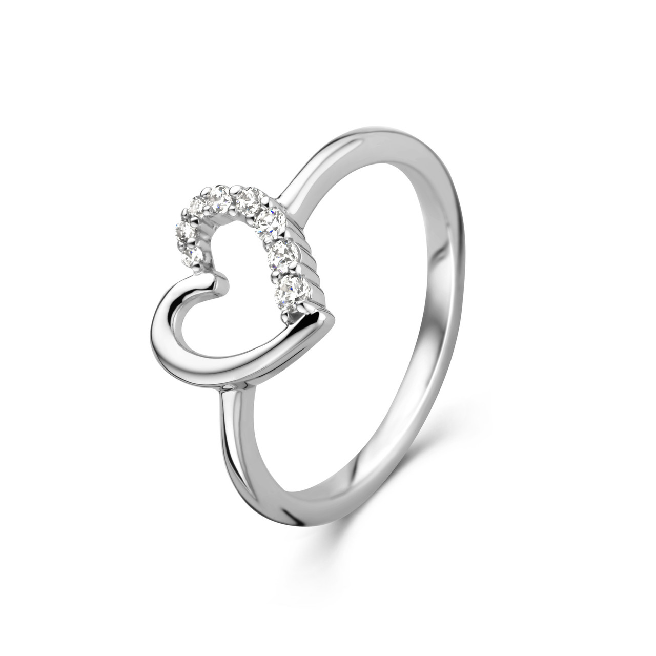 Aimee 925 sterling silver ring with heart and zirconia 1 1