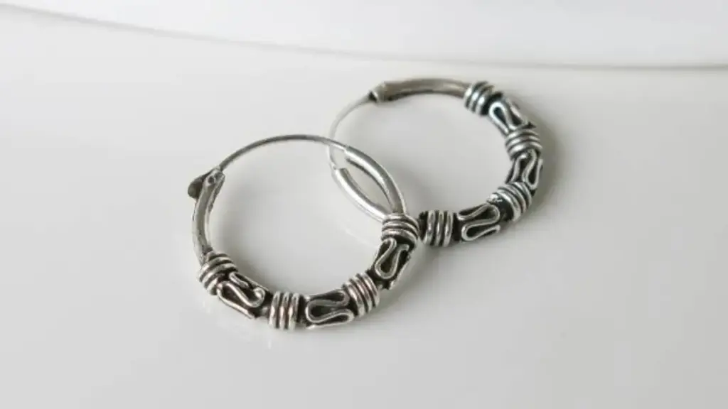 Fashion Silver Earrings Bali Hoop Black Oxidized
