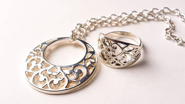 Sterling silver openwork necklace and ring set